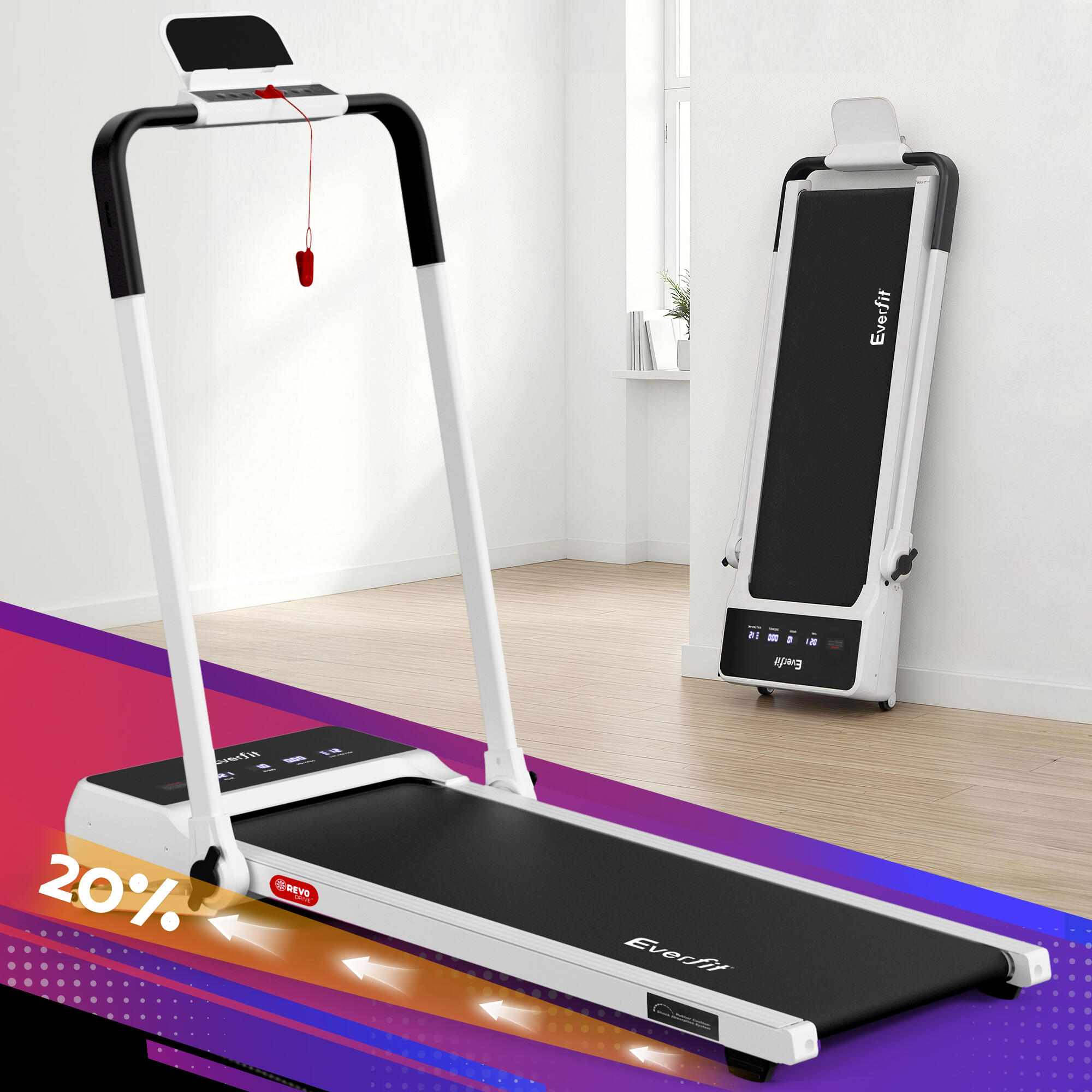 Everfit 3 in 1 Walking Pad Treadmill 20% Auto Incline Under Desk Foldable Treadm