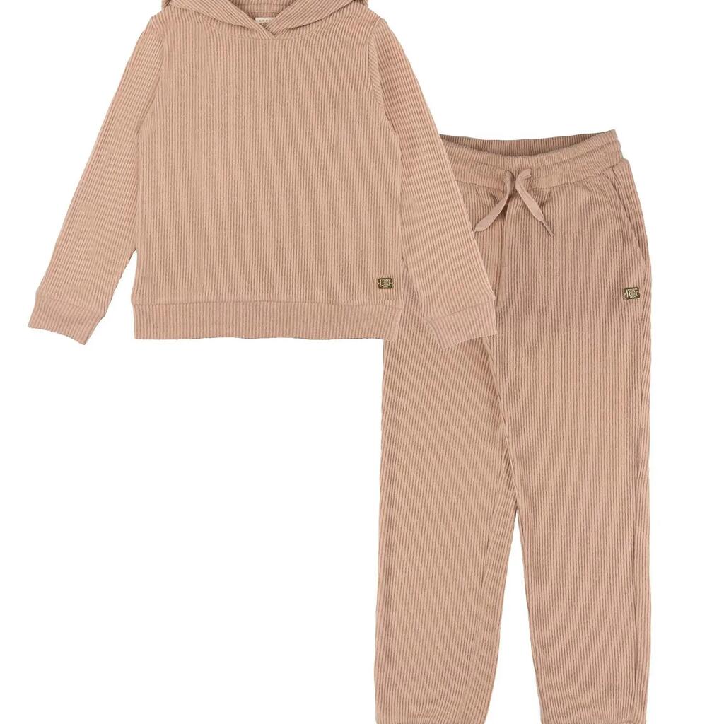 Leone 1947 Sporty Chic girls' ribbed winter tracksuit with hood