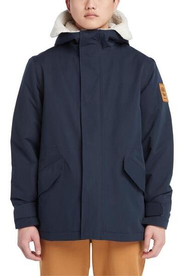 Parka - heren - waterdicht, gevoerd, capuchon met fleece - blauw