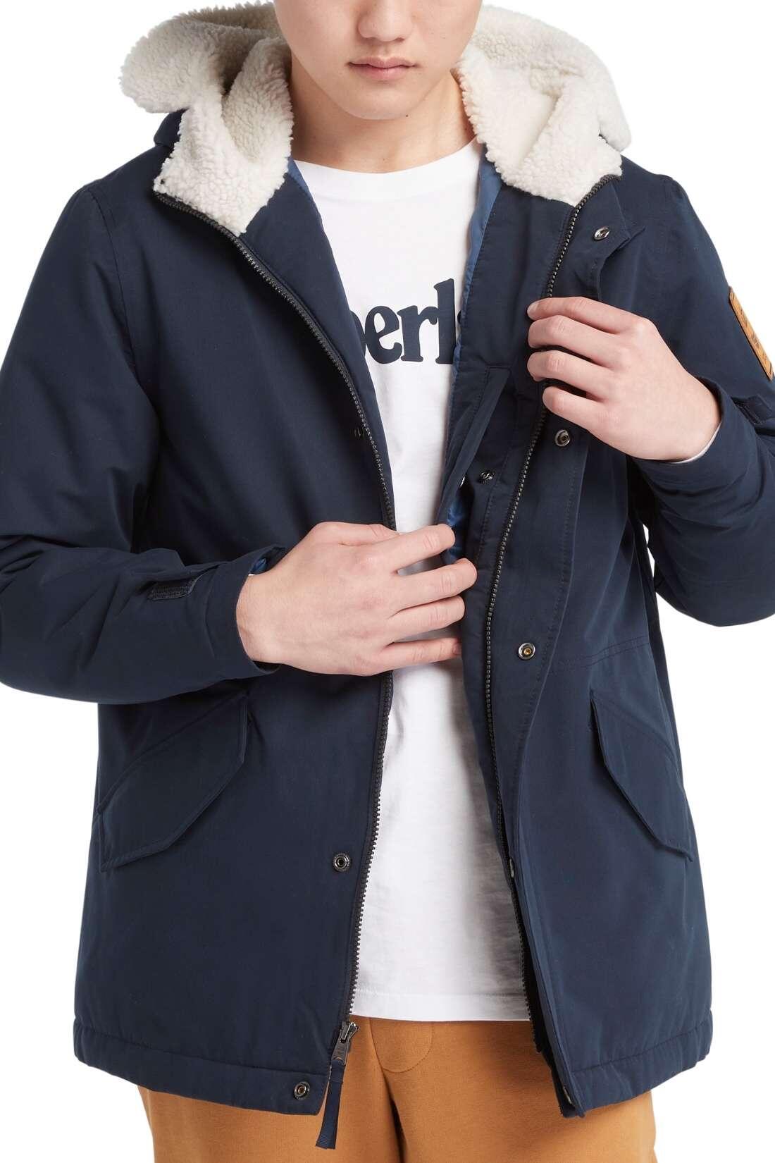 Parka - outdoor - heren - waterdicht, gevoerd, capuchon met fleece - navy 5/6