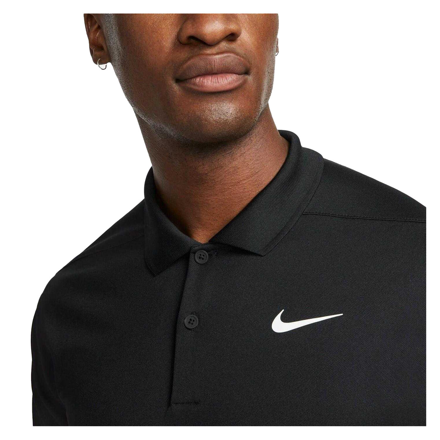 Mens Victory DriFIT Golf Polo Shirt (Black/White) 4/4