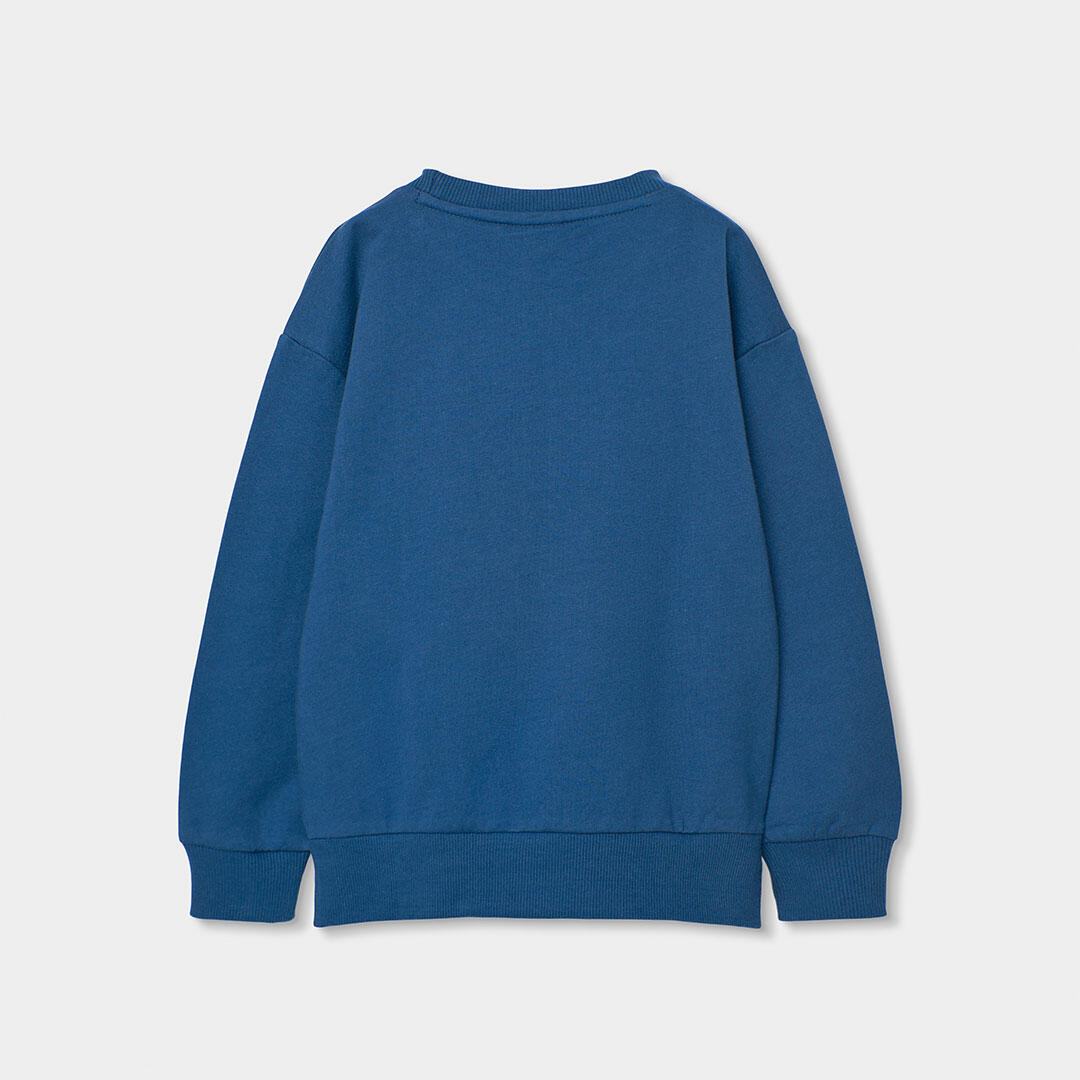 Sudadera de felpa para niña con estampado floral, azul marino 2/4