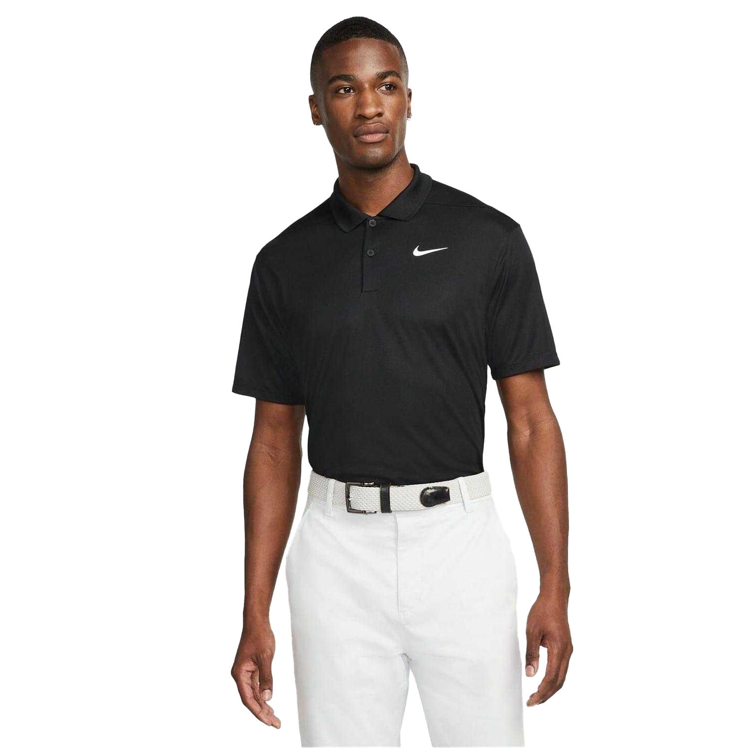 Mens Victory DriFIT Golf Polo Shirt (Black/White) 2/4