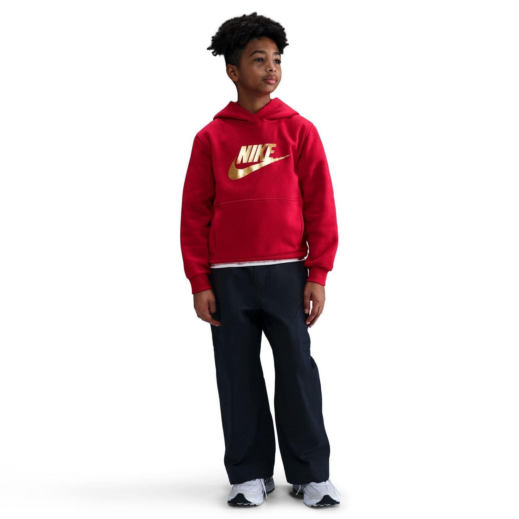 Childrens/Kids Text Logo Pullover Hoodie (University Red) 3/5