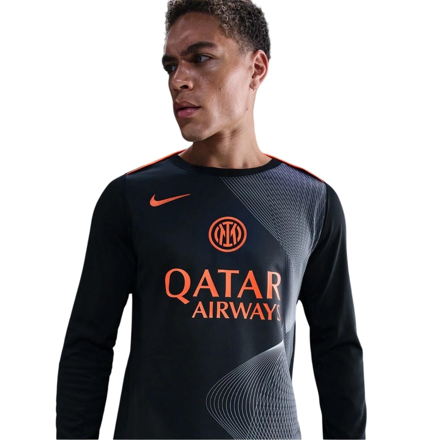 Mens Inter Milan Third Pre Match Training Football Shirt (Black/Blue) 4/5