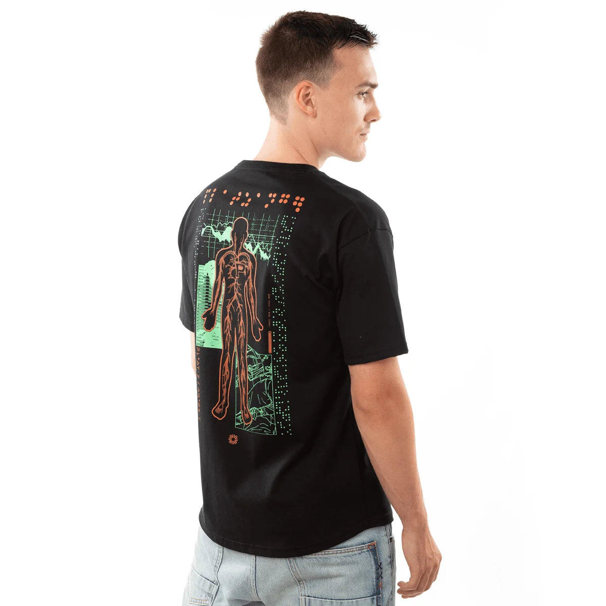 Veins T-Shirt - Schwarz - S 3/4