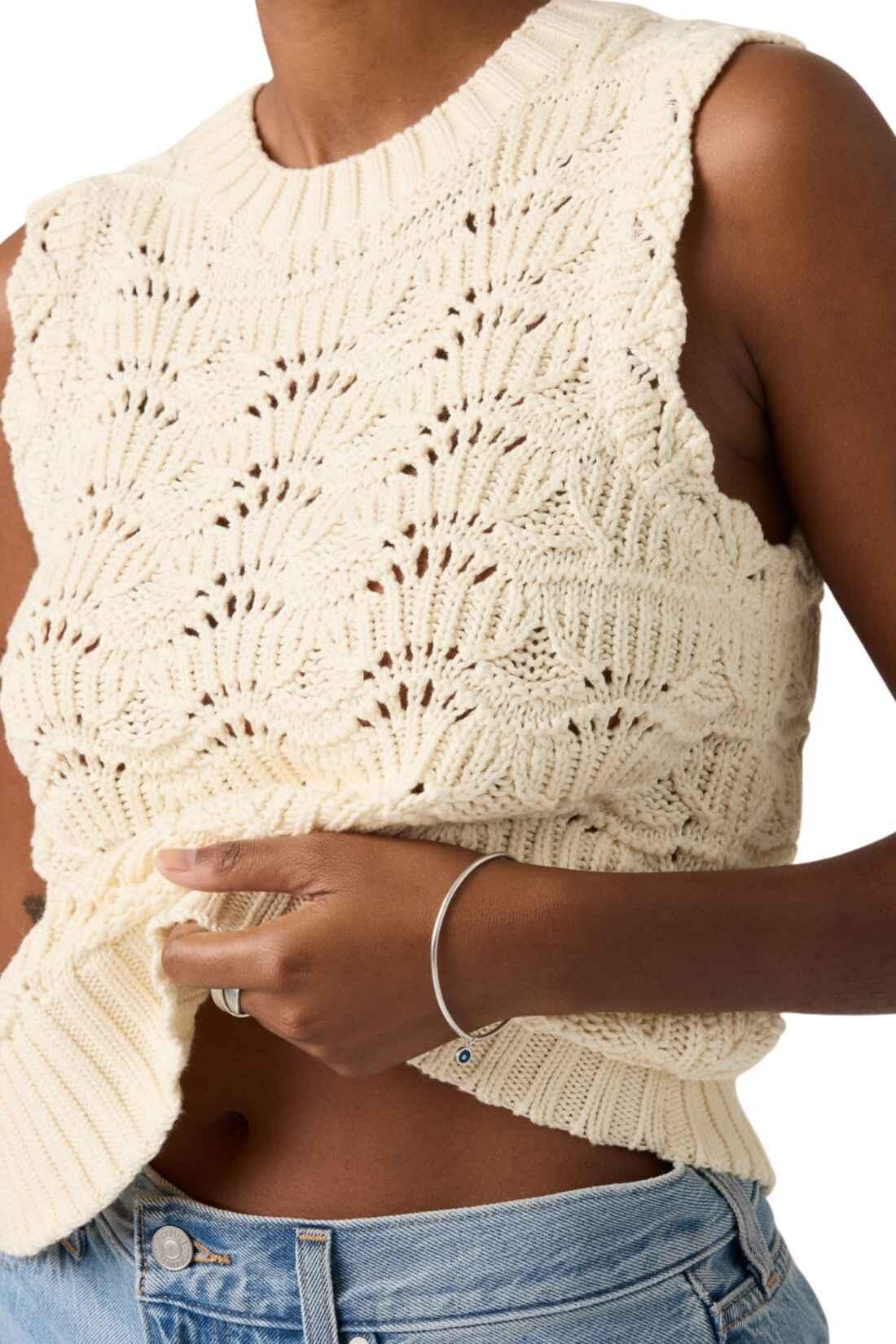 Haut femme - casual - femme - slim, crochet Hope Crochet - ivoire 4/4