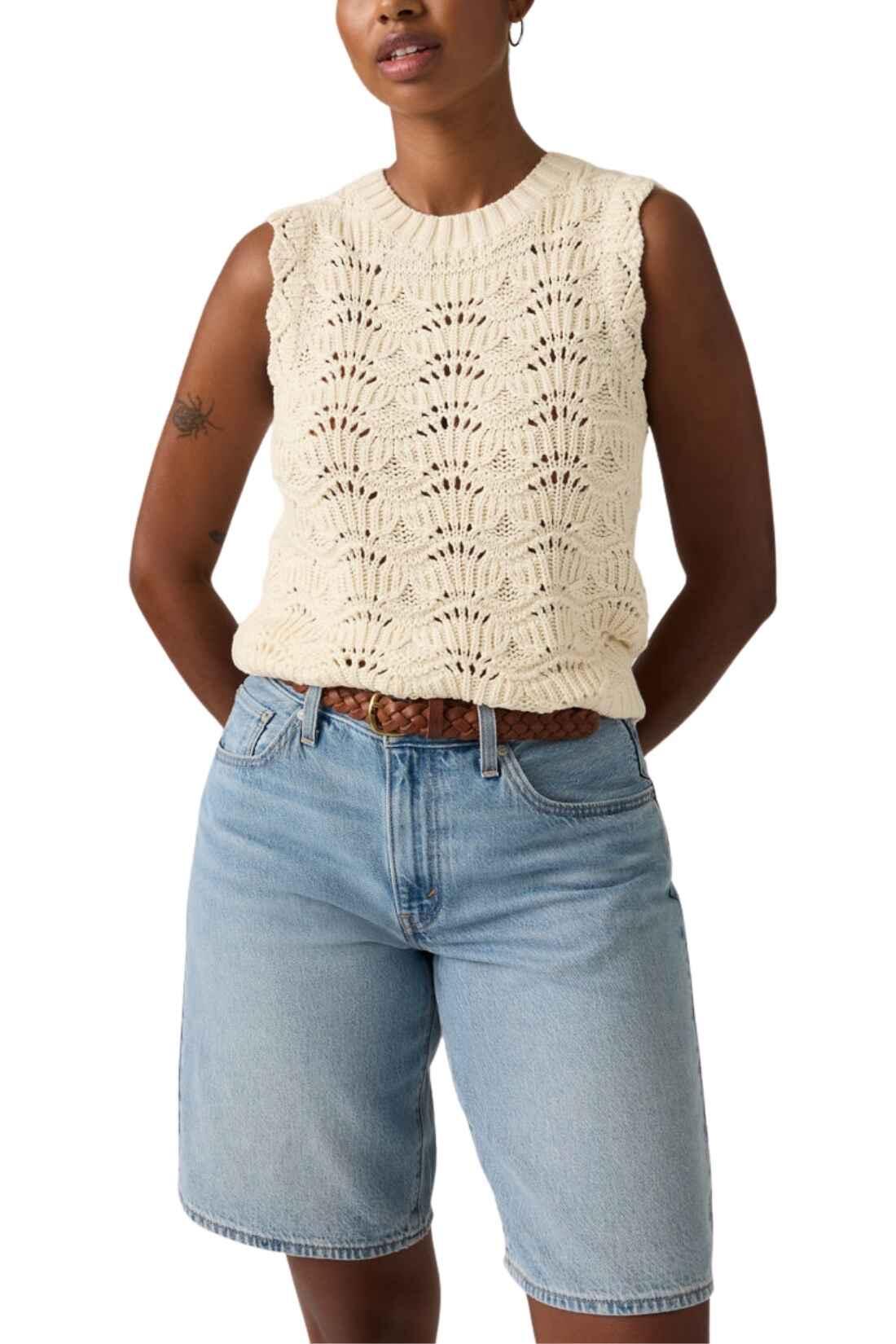 Haut femme - casual - femme - slim, crochet Hope Crochet - ivoire 3/4