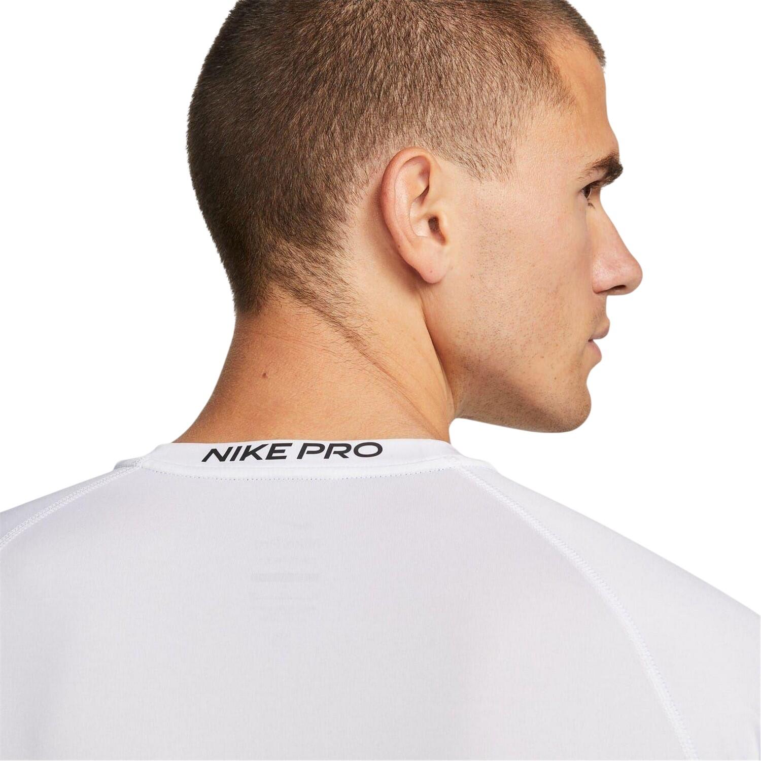 Mens Pro Lettering Print Athletic Base Layer Top (White/Black) 3/5