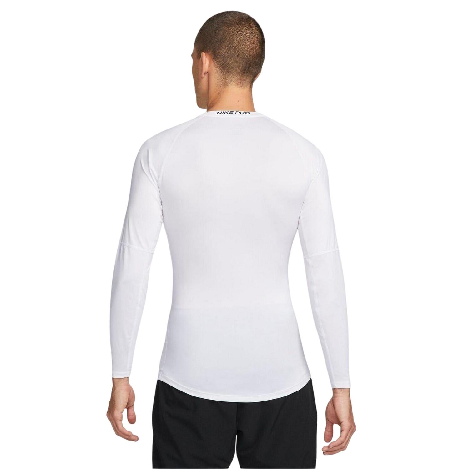 Mens Pro Lettering Print Athletic Base Layer Top (White/Black) 2/5