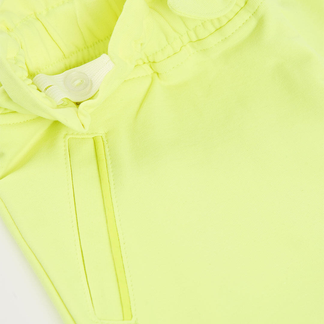 Short de felpa para niña con cintura elástica, verde neón 3/4