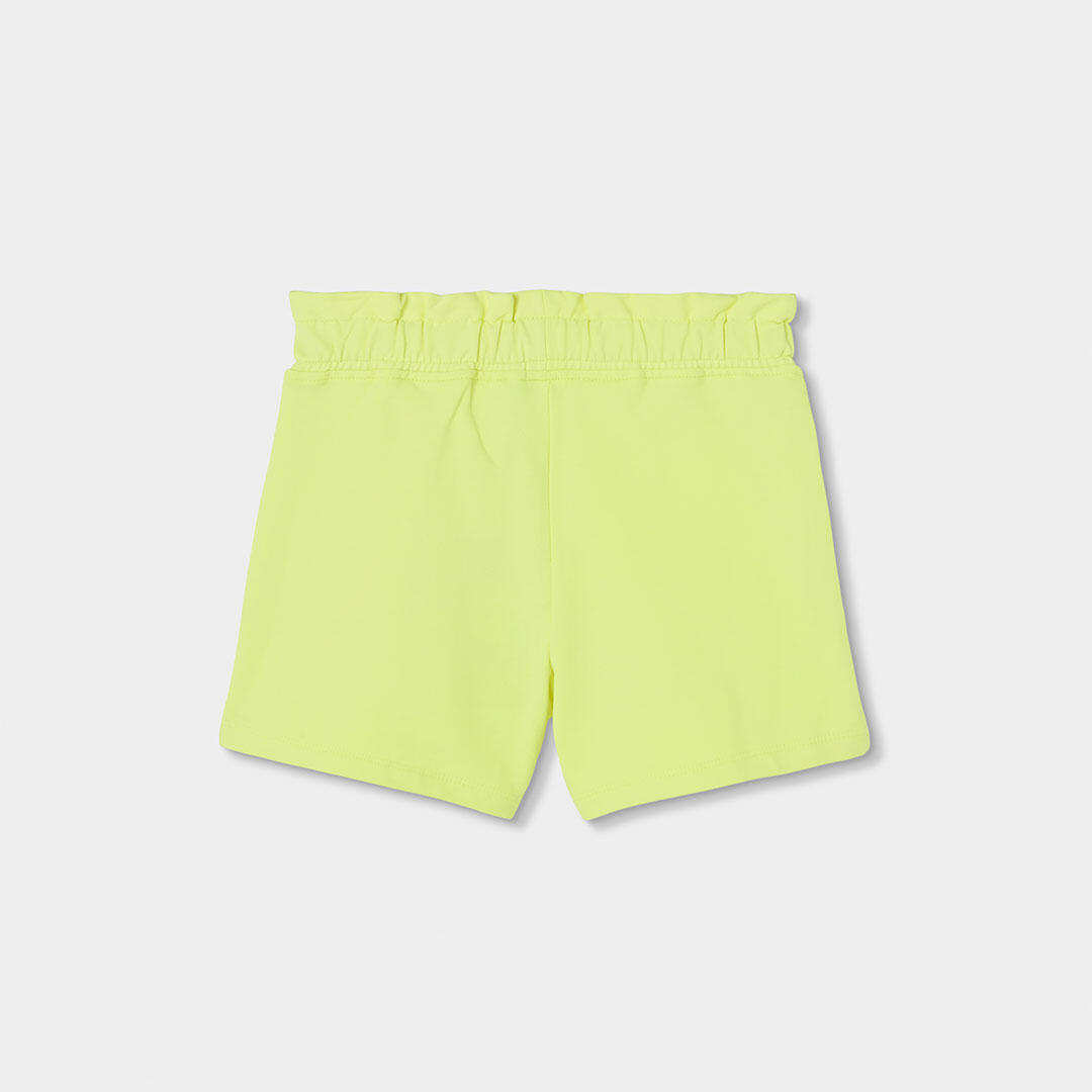 Short de felpa para niña con cintura elástica, verde neón 2/4