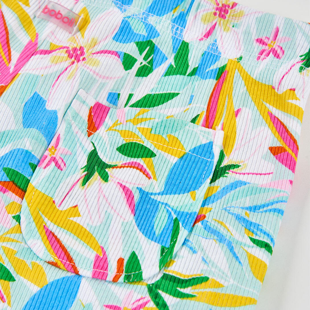 Short de canalé para niña con estampado floral 4/4
