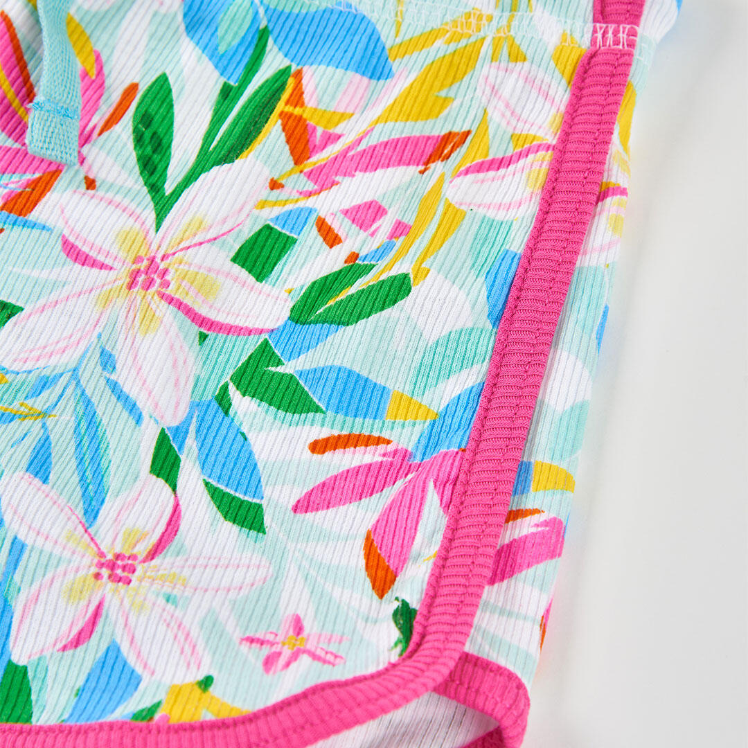 Short de canalé para niña con estampado floral 3/4