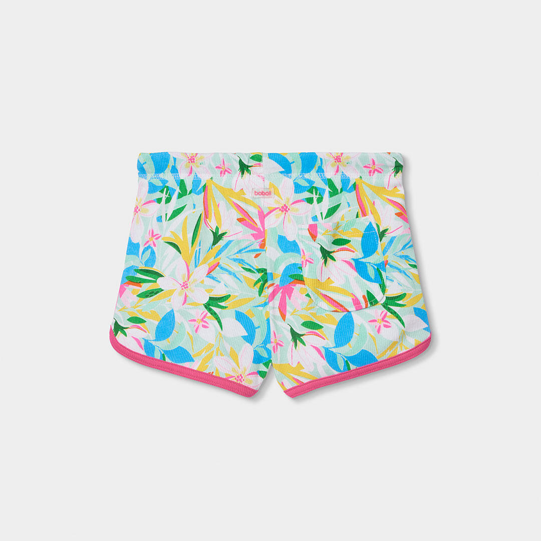 Short de canalé para niña con estampado floral 2/4