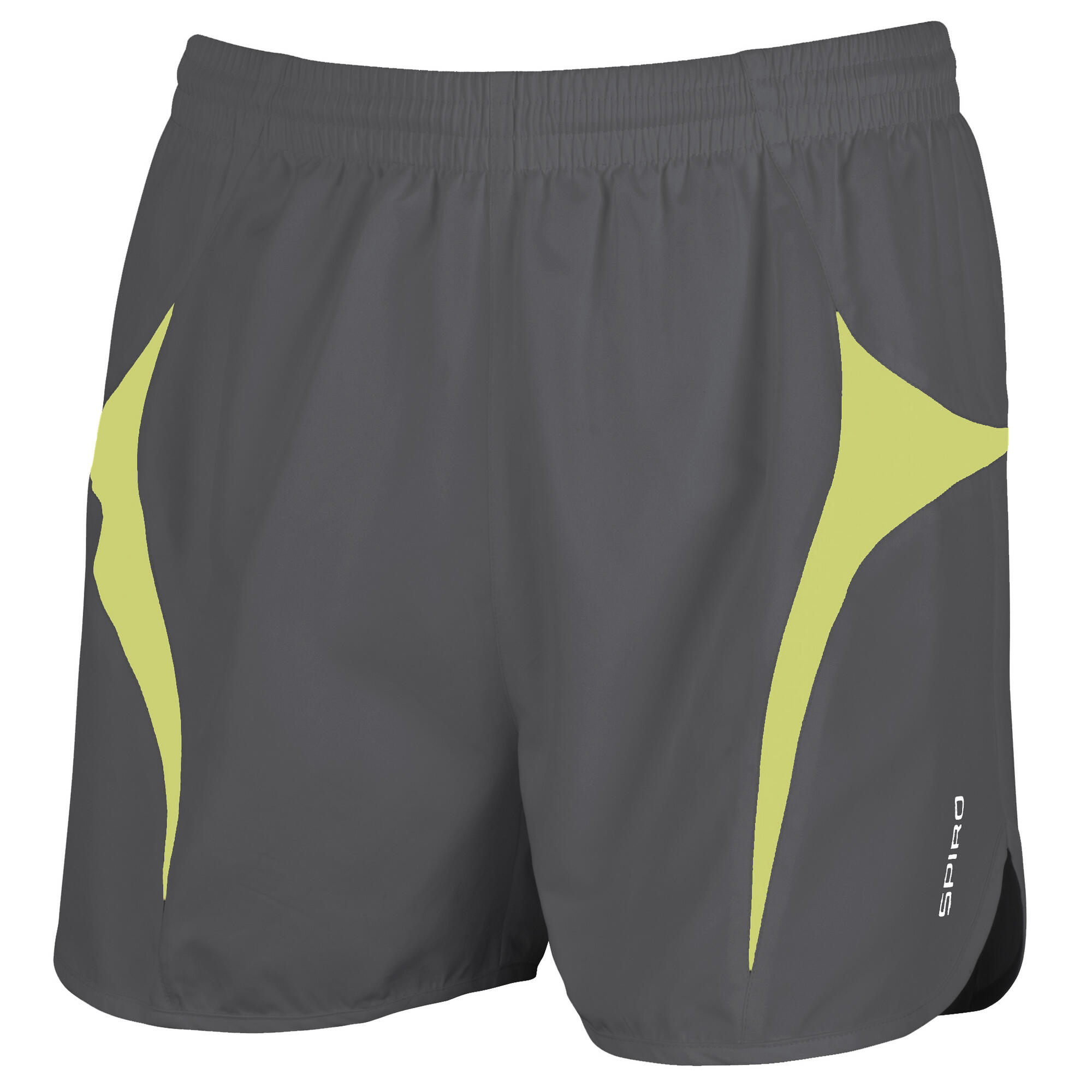 SPIRO Mens Sports MicroLite Running Shorts (Grey/Lime)