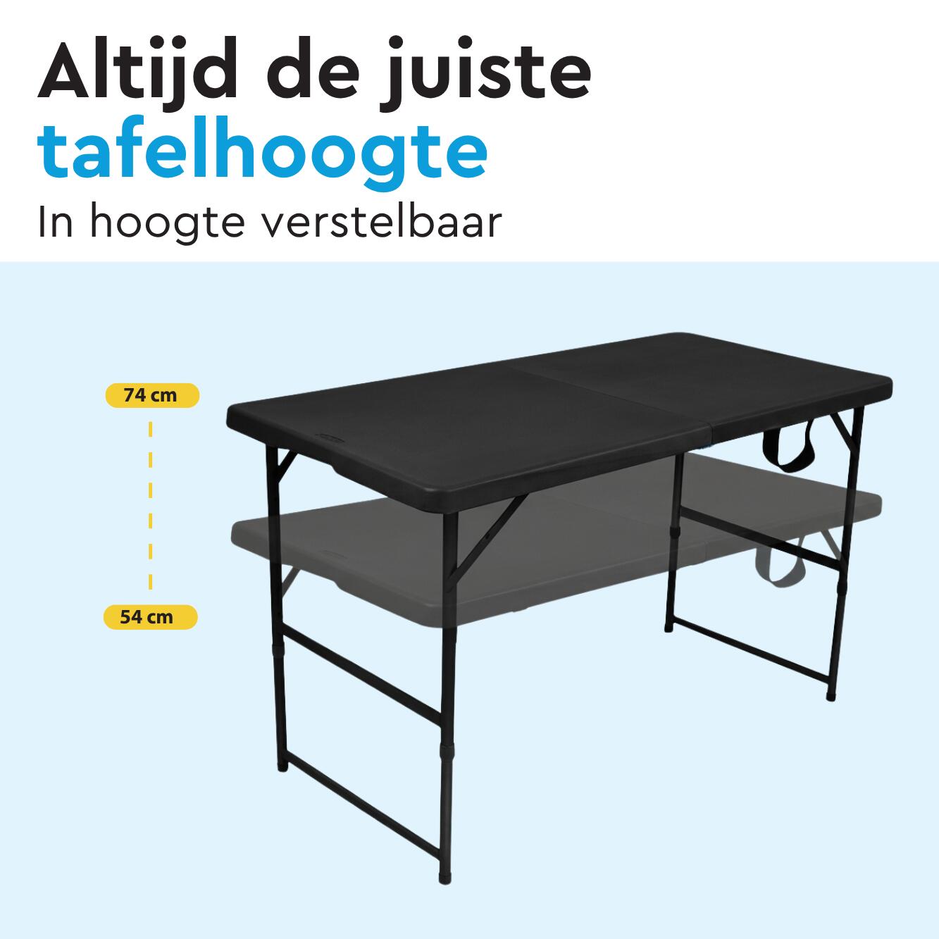 BRASQ Inklapbare Vouwtafel - 120 x 60 cm - Max. 80 kg - Campingtafel - Zwart 5/9