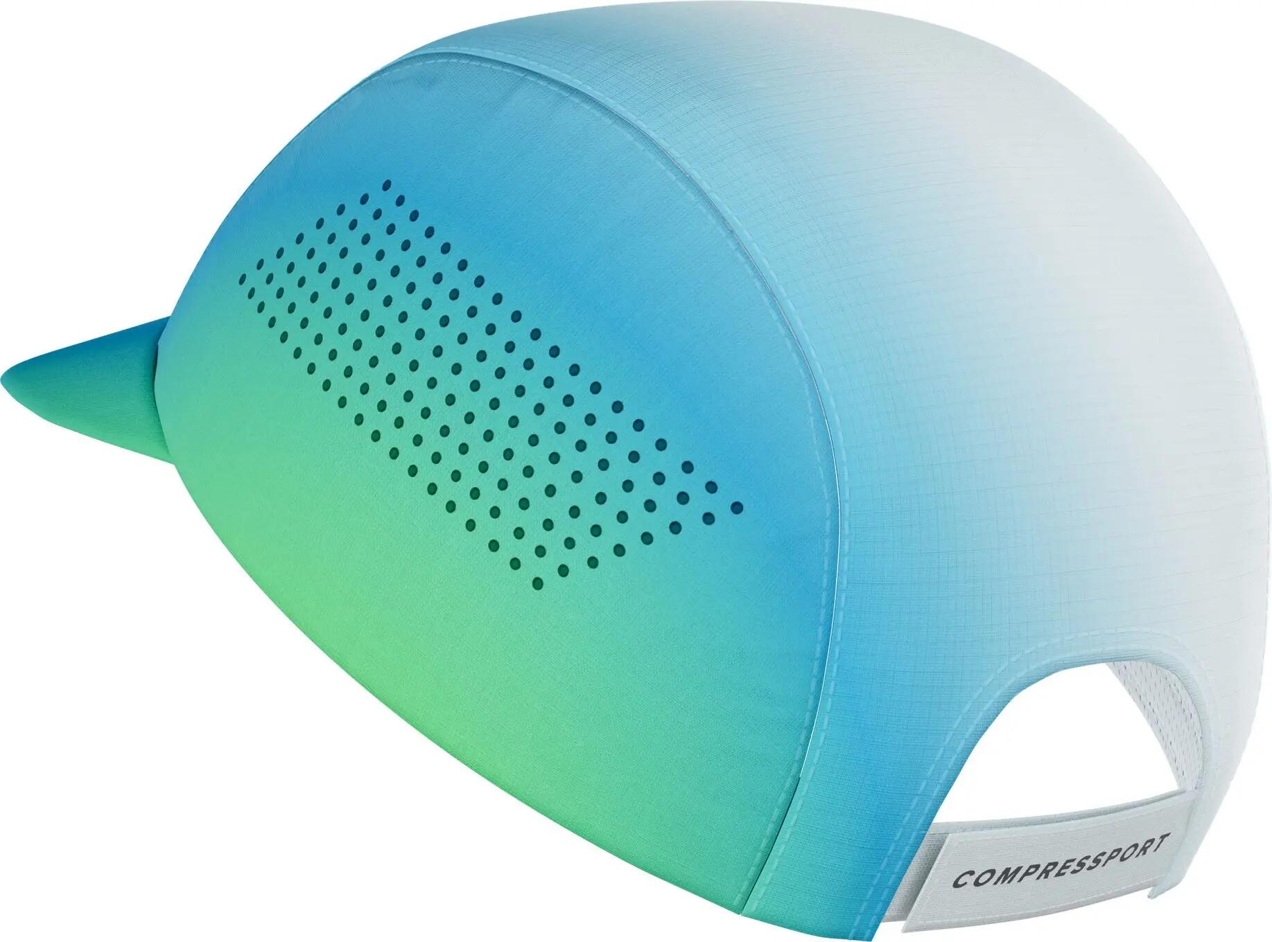 Gorra Compressport Pro Racing Ironman 2026 Blanca/Azul/Verde 2/4