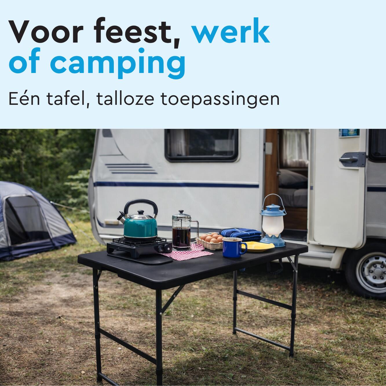 BRASQ Inklapbare Vouwtafel - 120 x 60 cm - Max. 80 kg - Campingtafel - Zwart 4/9