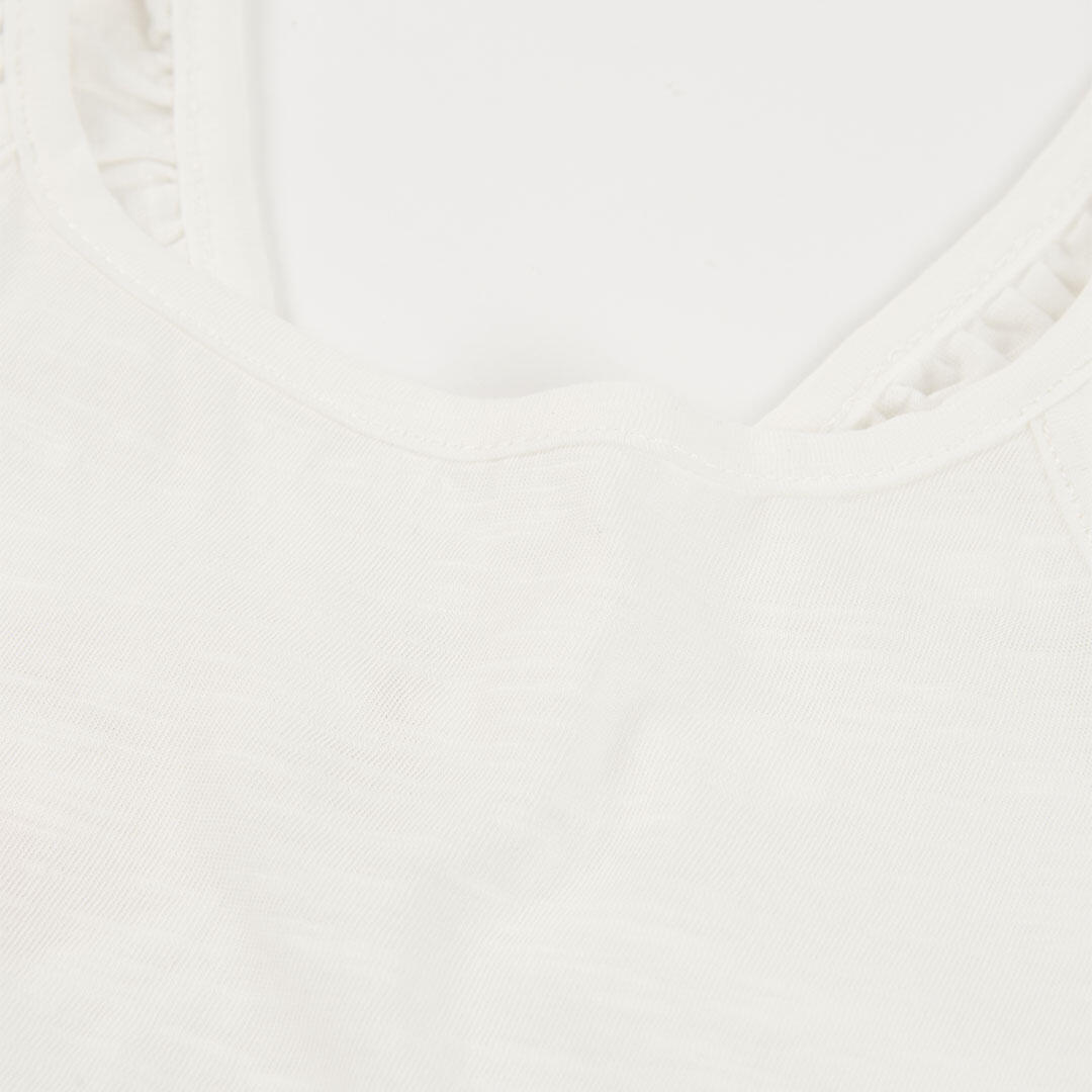 Camiseta de algodón para niña de tirantes anchos, blanca 3/4