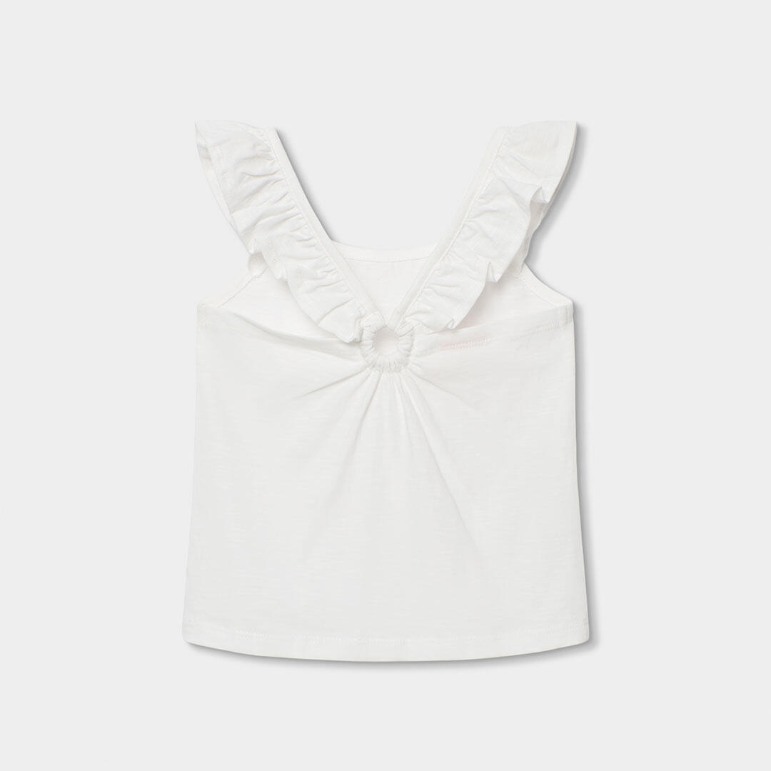 Camiseta de algodón para niña de tirantes anchos, blanca 2/4
