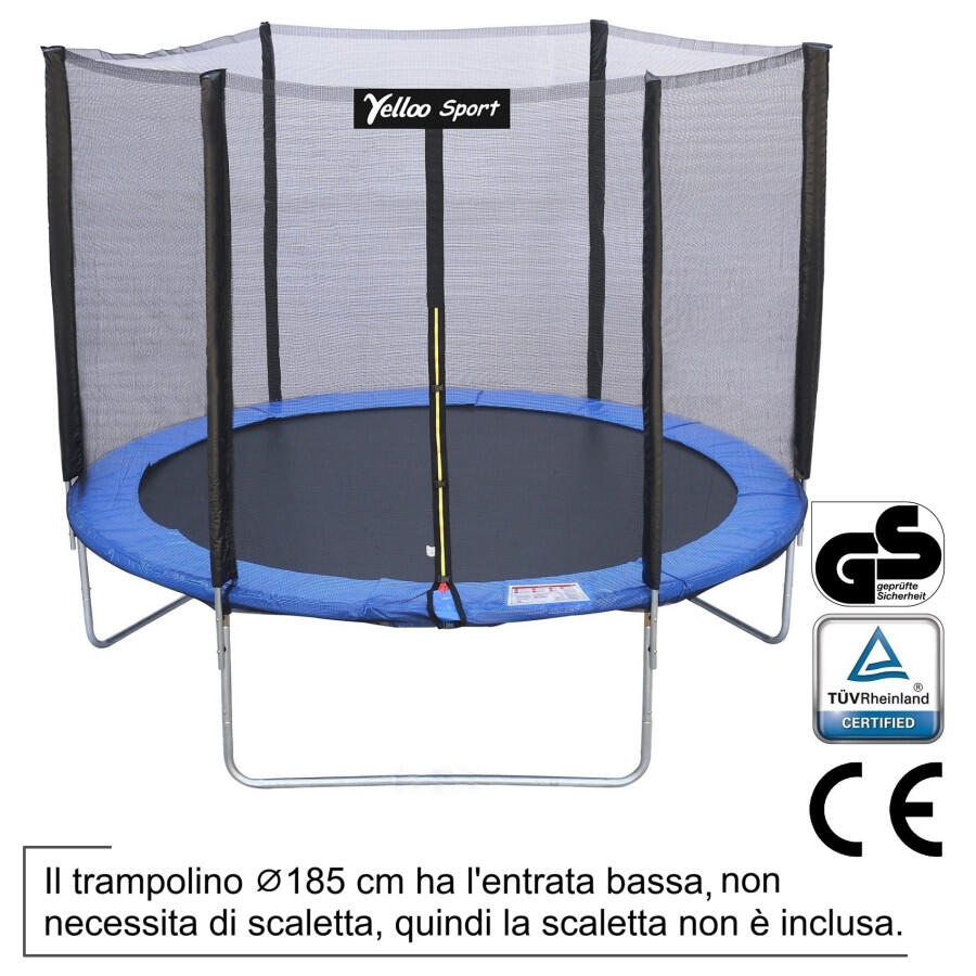 Ø 185 Cm Blu - Trampolino Elastico Tappeto salto Certificato Ce marca Yelloo 5/9
