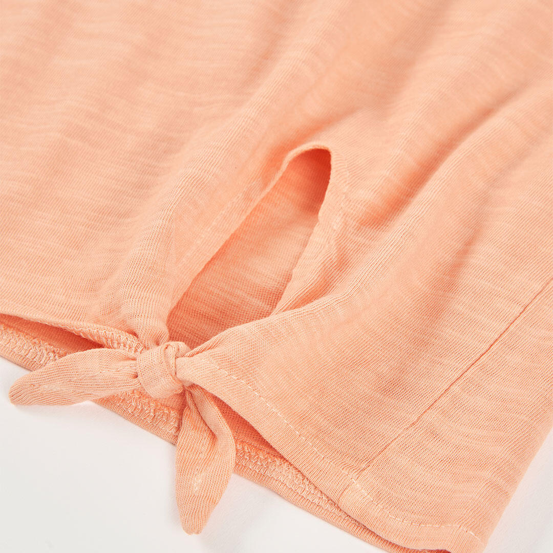Camiseta de punto flamé para niña con nudo decorativo, color salmón 4/4
