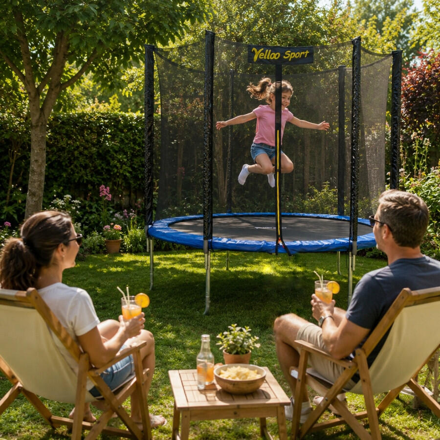 Ø 185 Cm Blu - Trampolino Elastico Tappeto salto Certificato Ce marca Yelloo 2/9