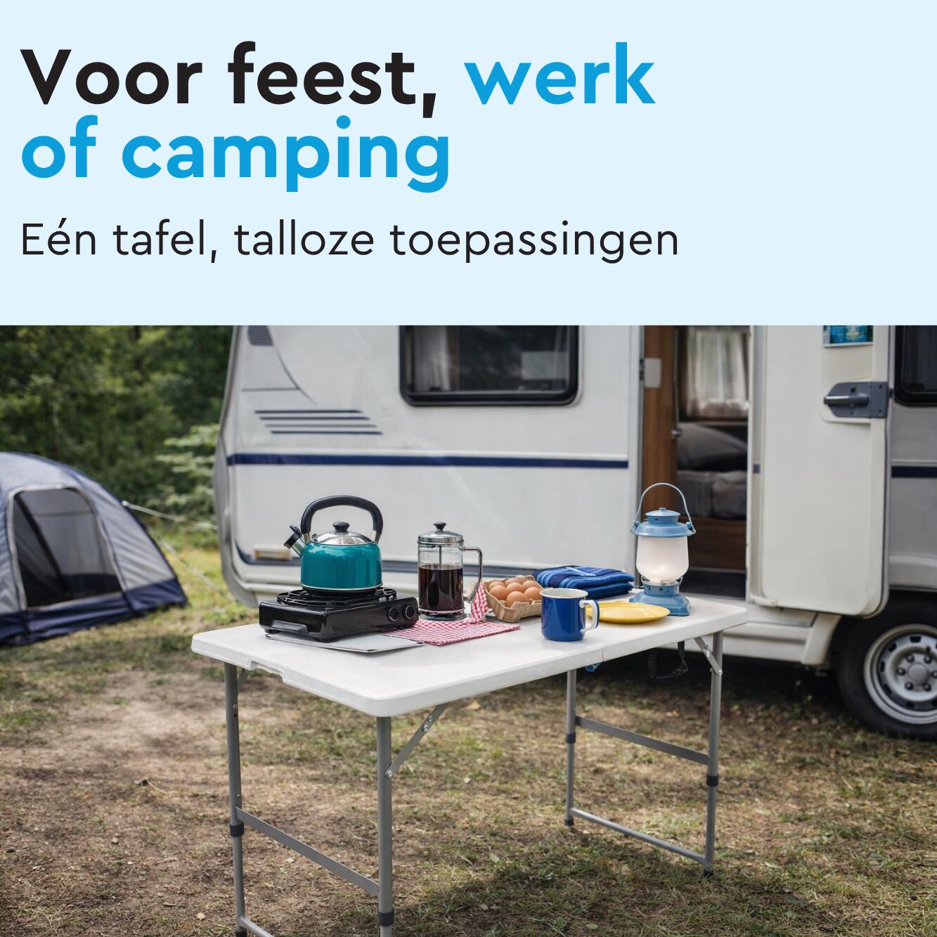 BRASQ Inklapbare Vouwtafel - 120 x 60 cm - Max. 80 kg - Campingtafel - Wit 9/11