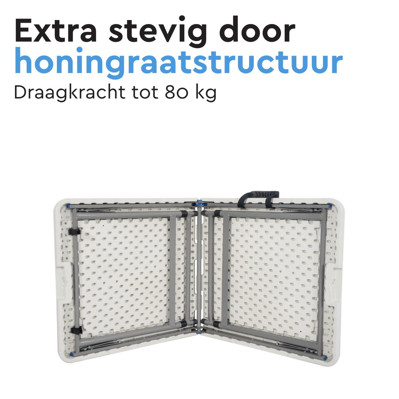 BRASQ Inklapbare Vouwtafel - 120 x 60 cm - Max. 80 kg - Campingtafel - Wit 8/11