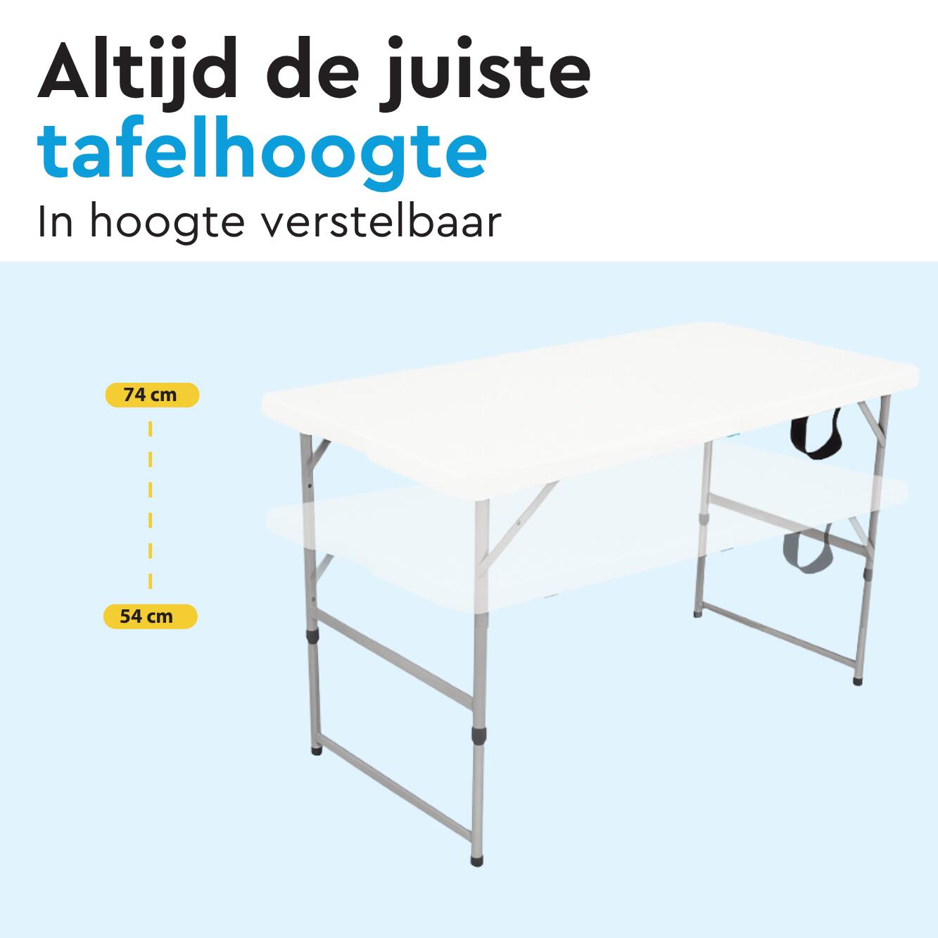 BRASQ Inklapbare Vouwtafel - 120 x 60 cm - Max. 80 kg - Campingtafel - Wit 7/11