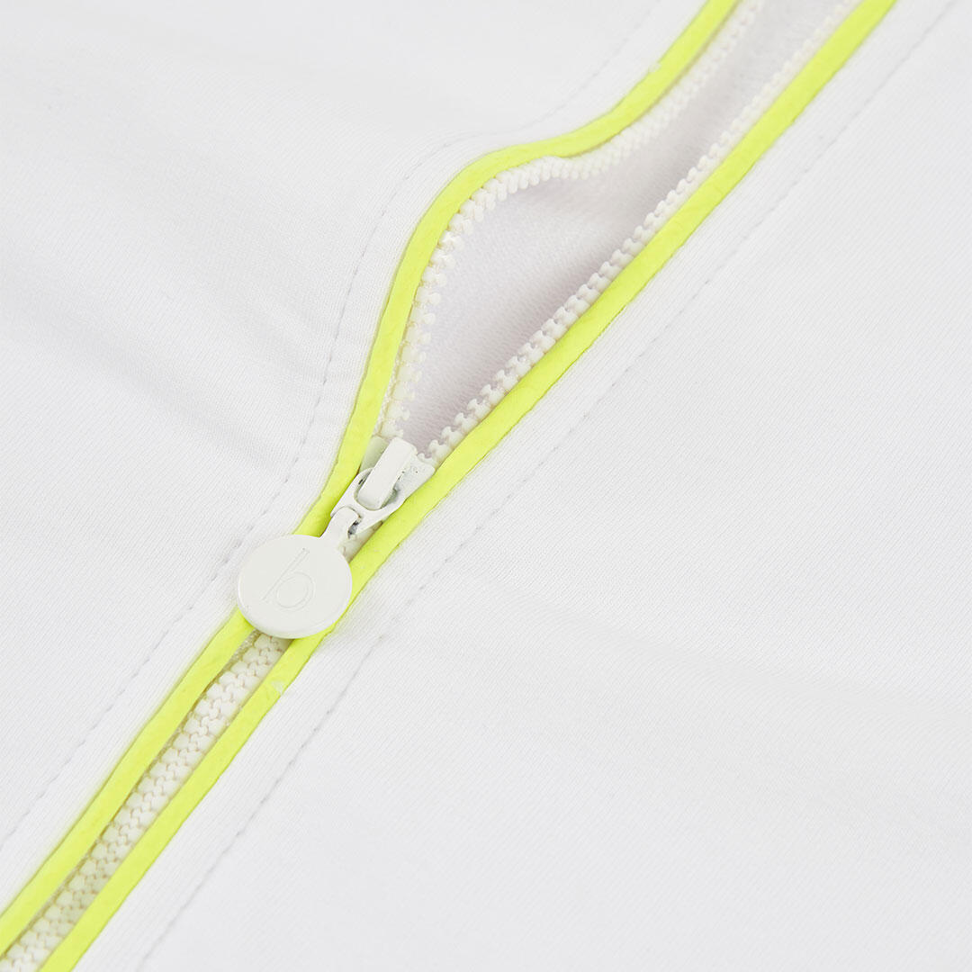 Chaqueta de felpa para niña con capucha y cremallera, blanca 3/4