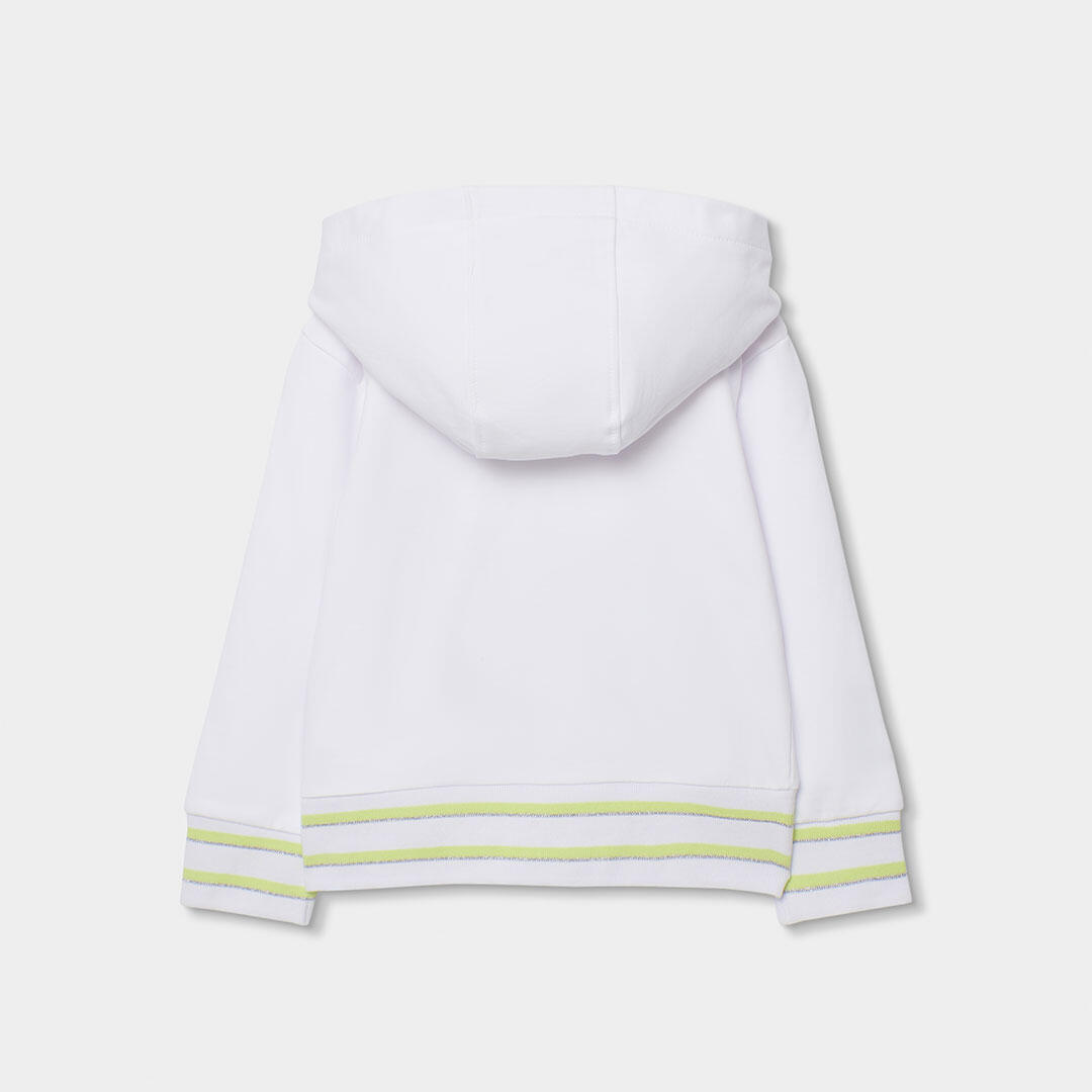 Chaqueta de felpa para niña con capucha y cremallera, blanca 2/4
