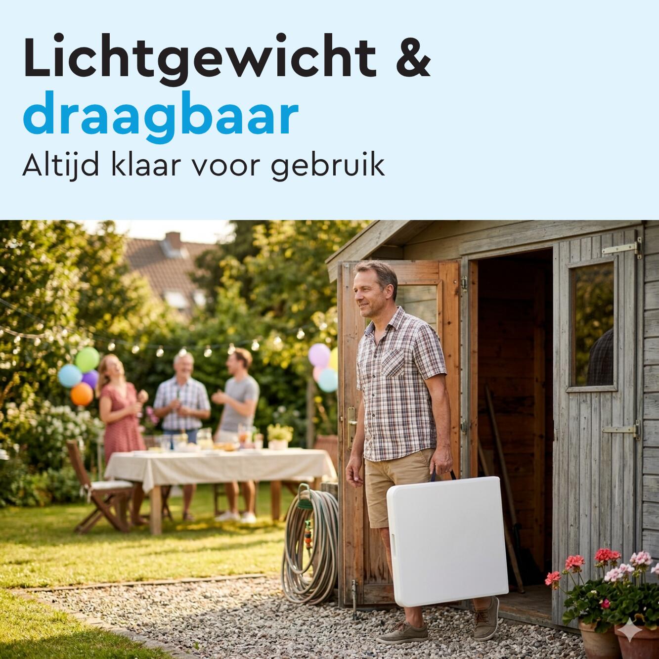 BRASQ Inklapbare Vouwtafel - 120 x 60 cm - Max. 80 kg - Campingtafel - Wit 6/11
