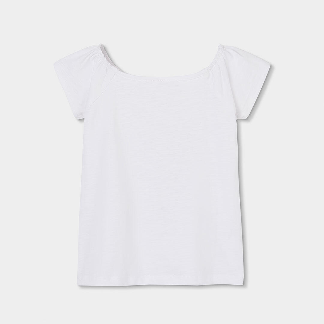 Camiseta de algodón para niña con estampado floral y mensaje 2/4