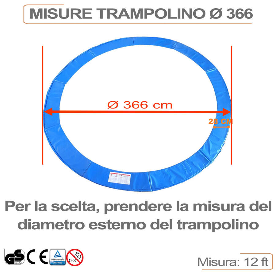 COPRIMOLLE per trampolino elastico diametro 366 cm Certificato CE TUV GS Yelloo 2/9