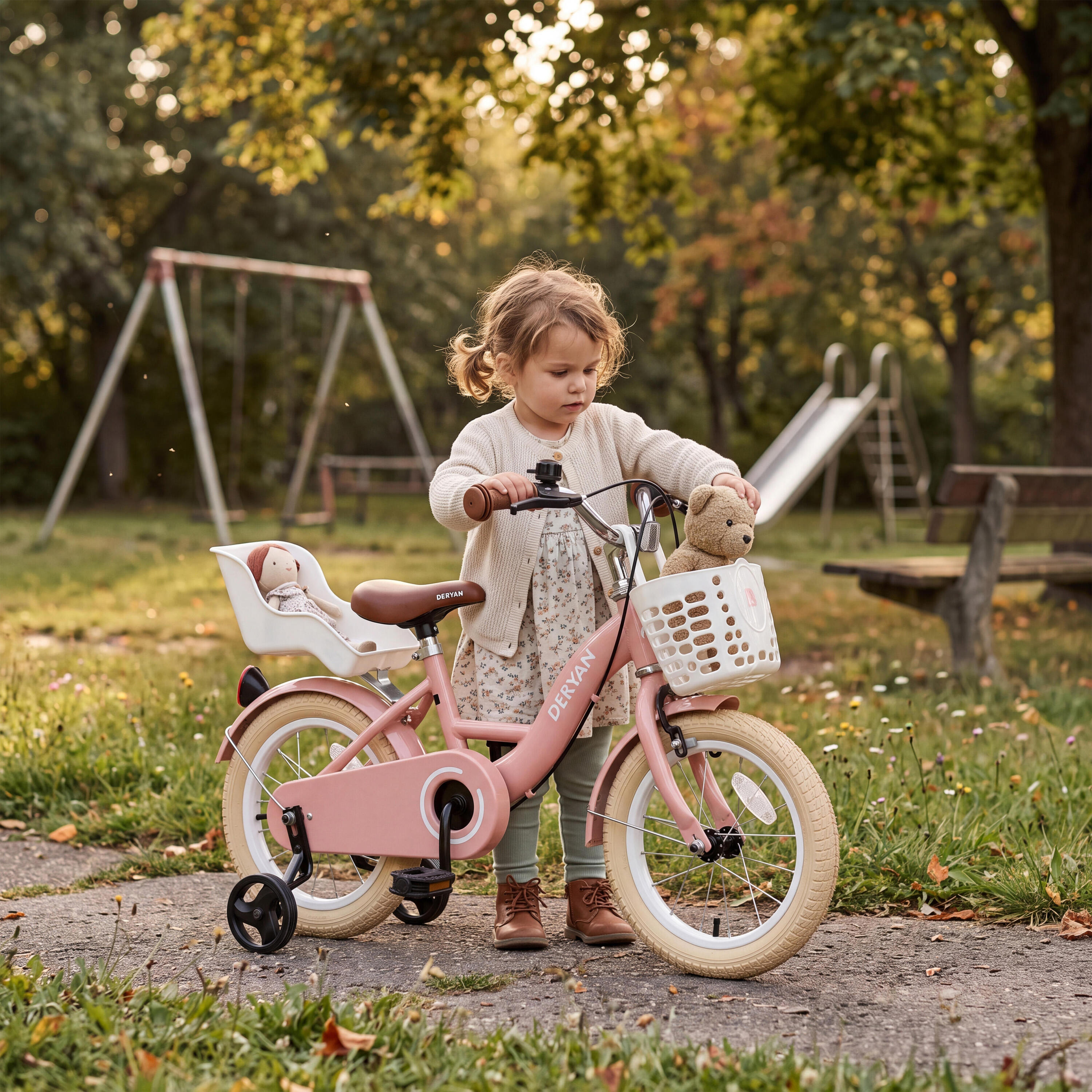Bicicletta DERYAN Zoey 14 Pollici - Bicicletta Regolabile con Cestino - Rosa 6/8