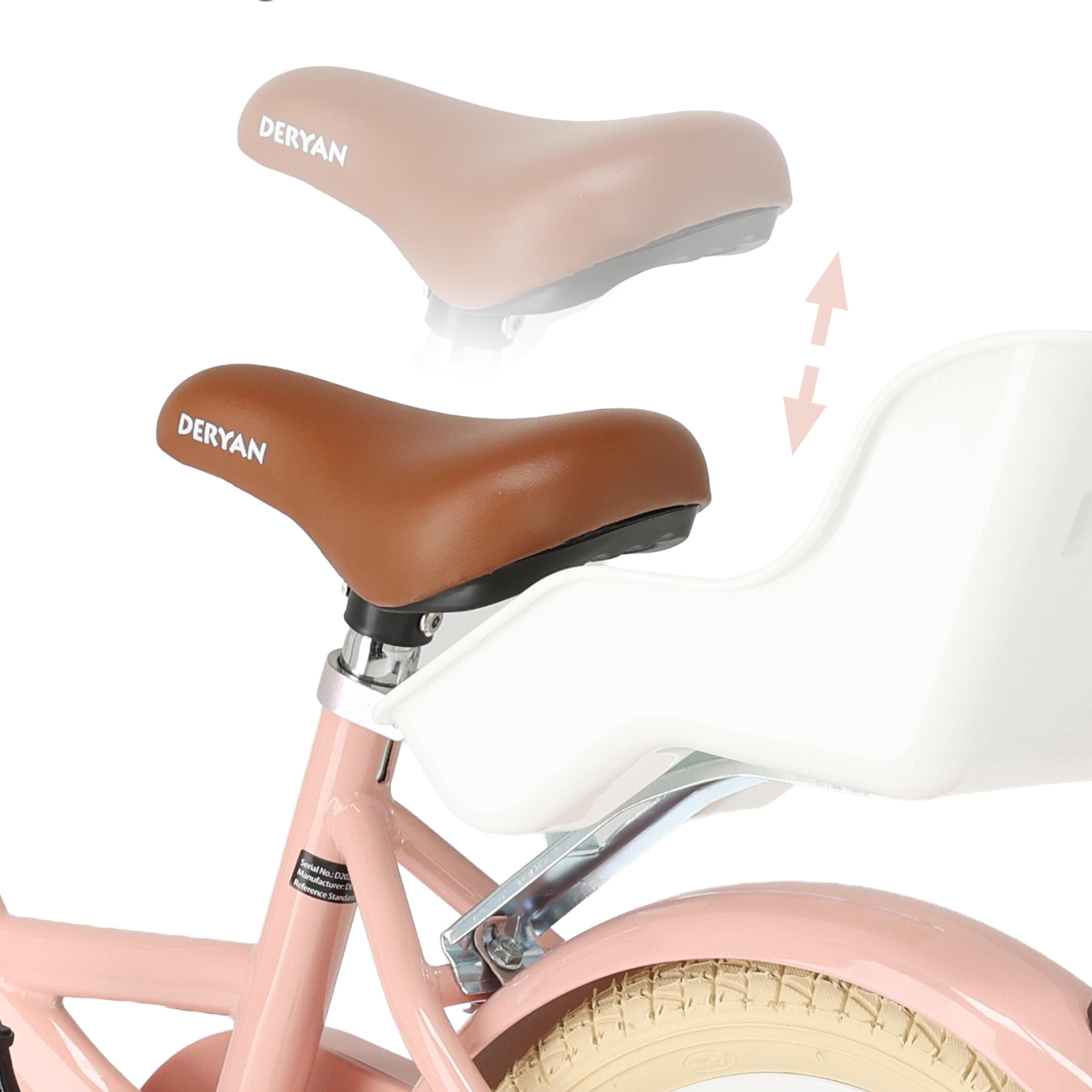 Bicicletta DERYAN Zoey 14 Pollici - Bicicletta Regolabile con Cestino - Rosa 5/8