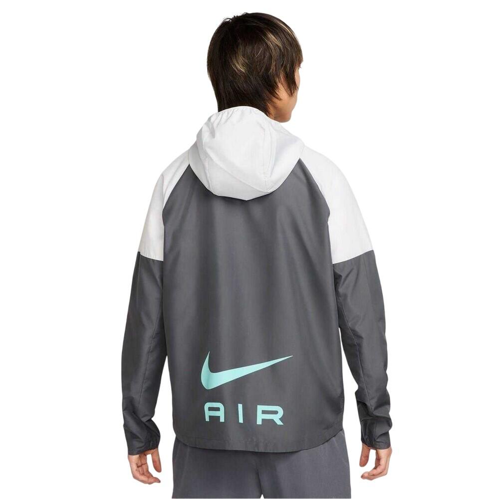 Mens Air Run Colour Block Hooded Jacket (Light Grey/Grey) 2/3