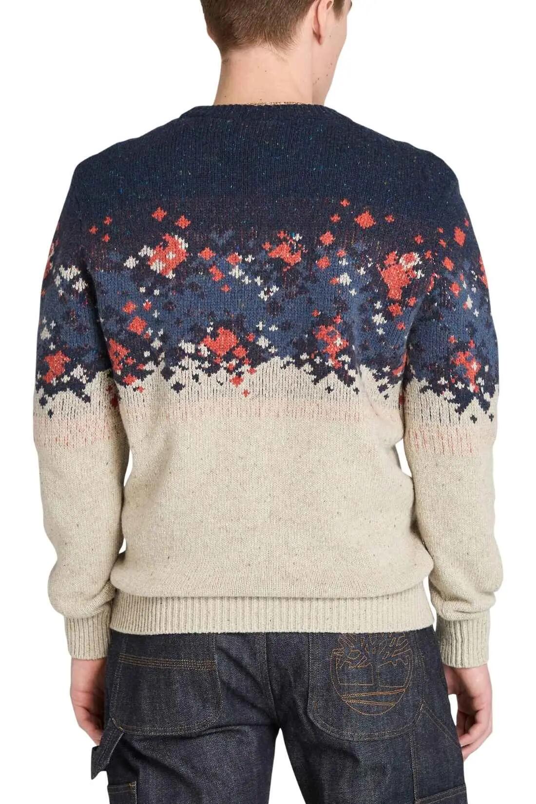 Trui - Sportswear - Heren - Fair Isle - Marineblauw en rood 3/4
