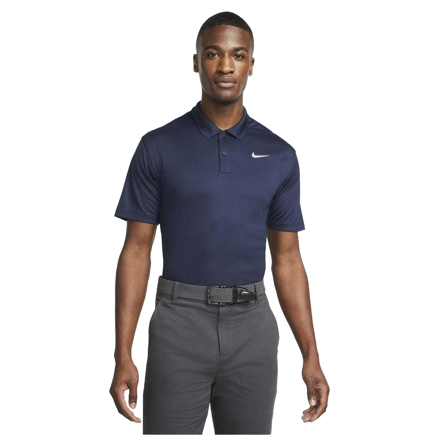 Mens Victory DriFIT Golf Polo Shirt (Navy/White) 2/4