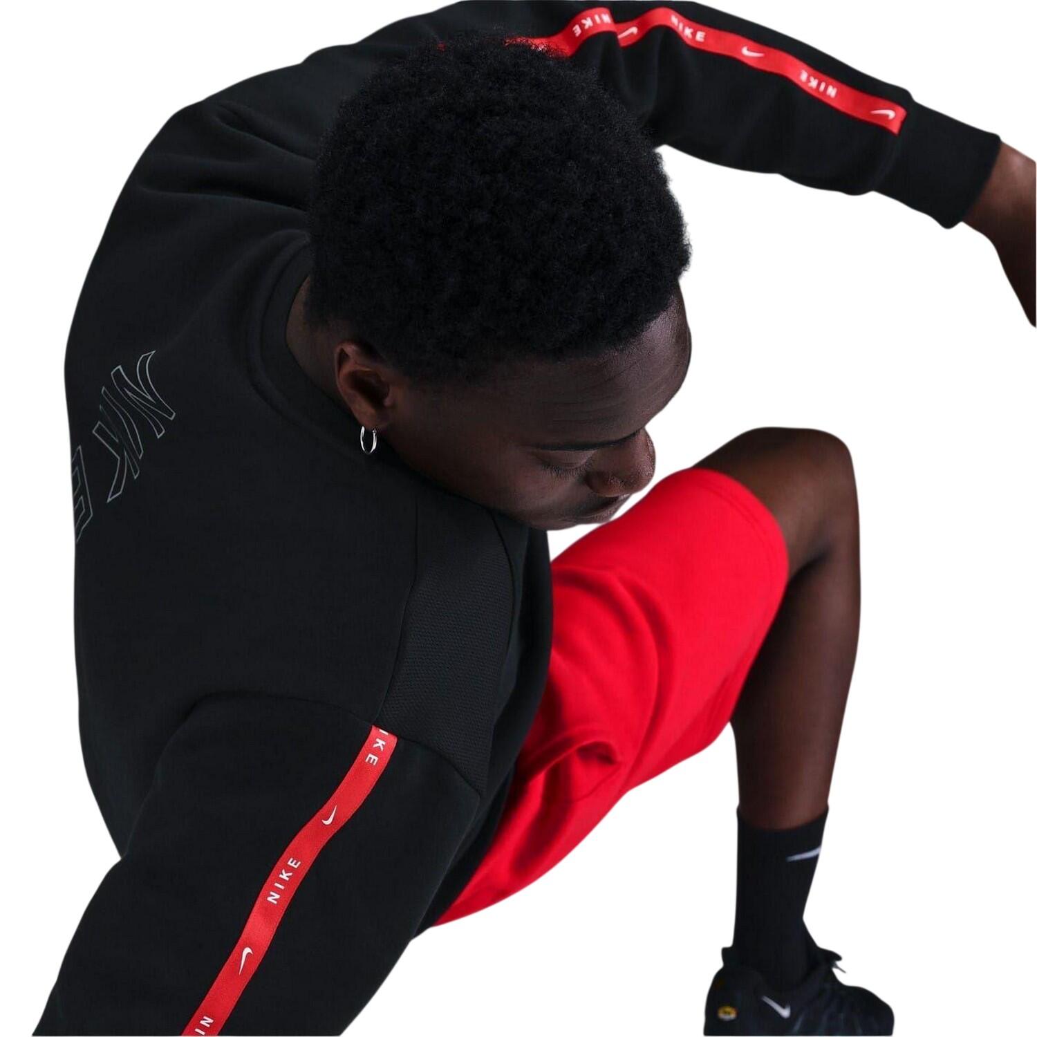 Felpa Regolare Girocollo Raglan Uomo Nike Nero Rosso 3/3