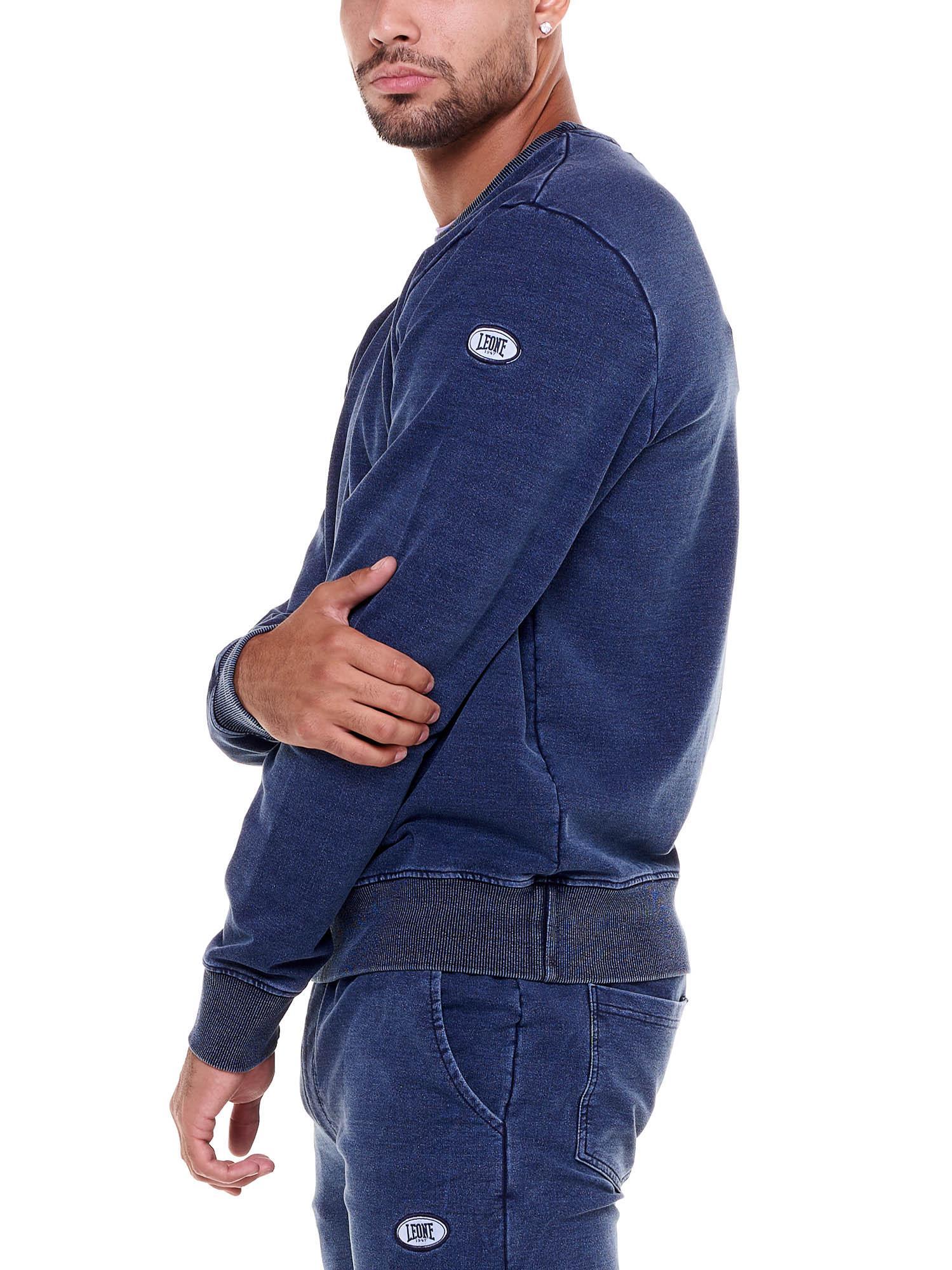 Męskie bluzy z okrągłym dekoltem w kolorze indygo denim 5/5
