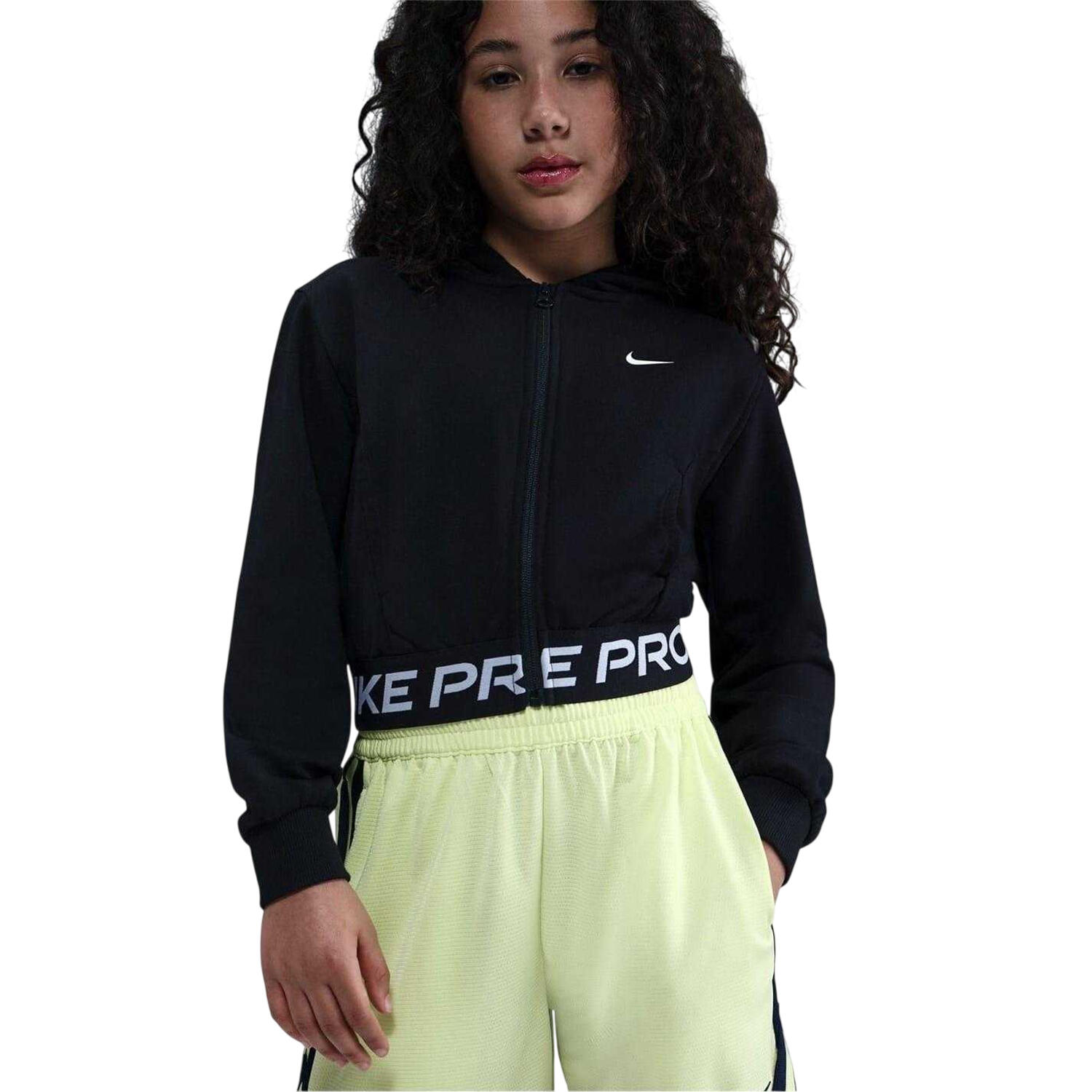 Felpa Con Cappuccio E Zip Intera Bambini Nike Pro Nero 2/3