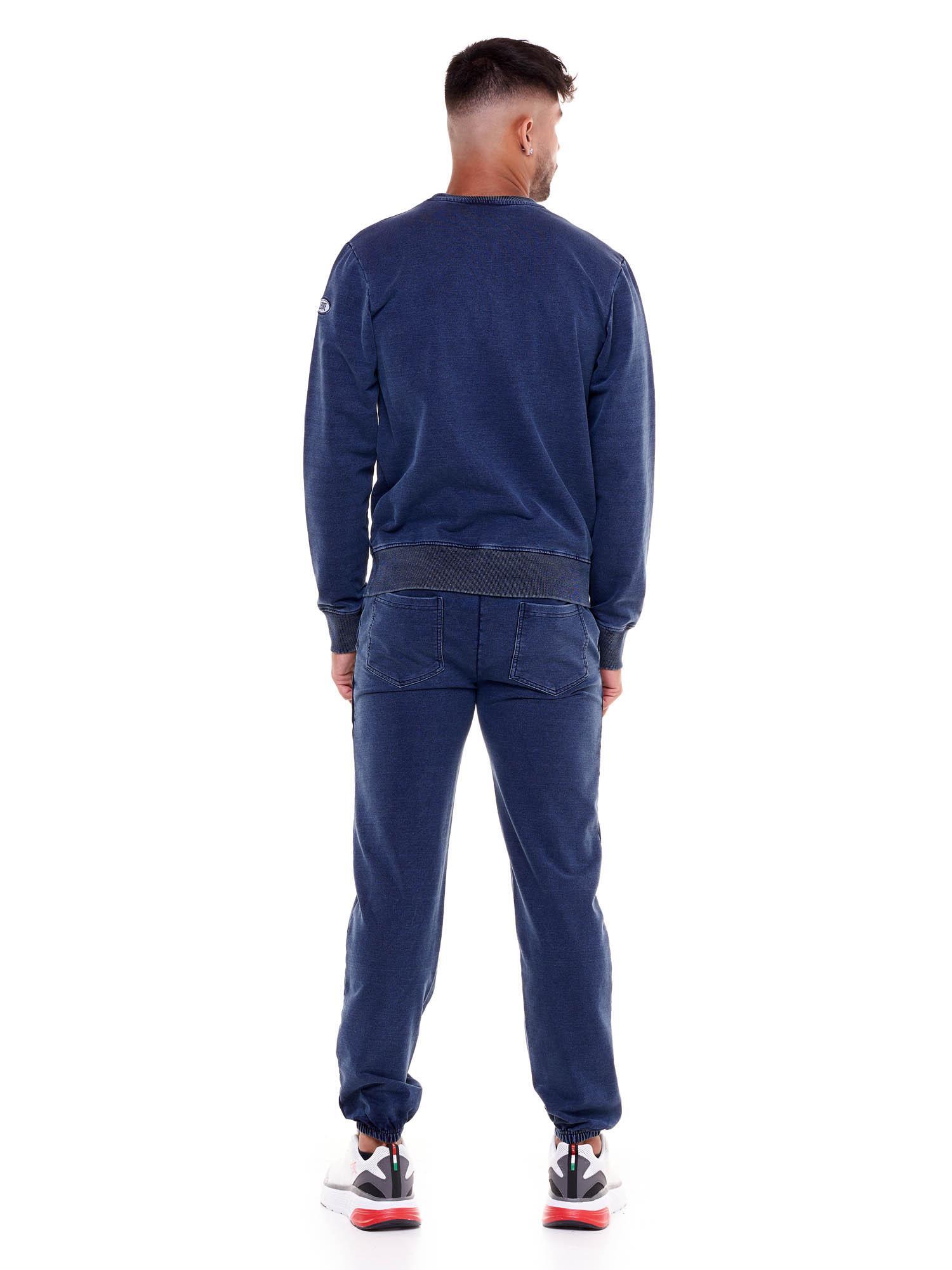Męskie bluzy z okrągłym dekoltem w kolorze indygo denim 4/5