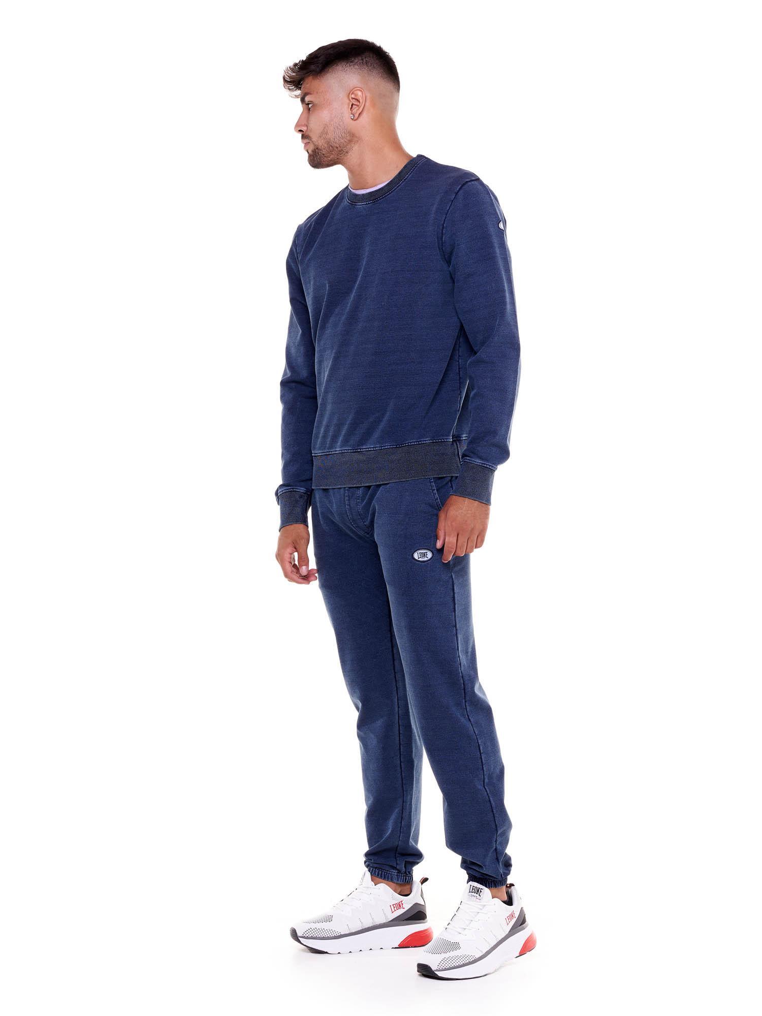 Męskie bluzy z okrągłym dekoltem w kolorze indygo denim 3/5