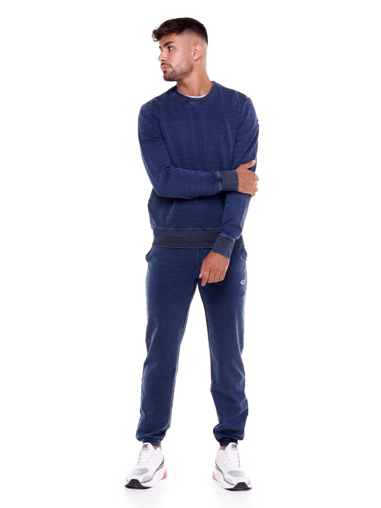 Męskie bluzy z okrągłym dekoltem w kolorze indygo denim 2/5