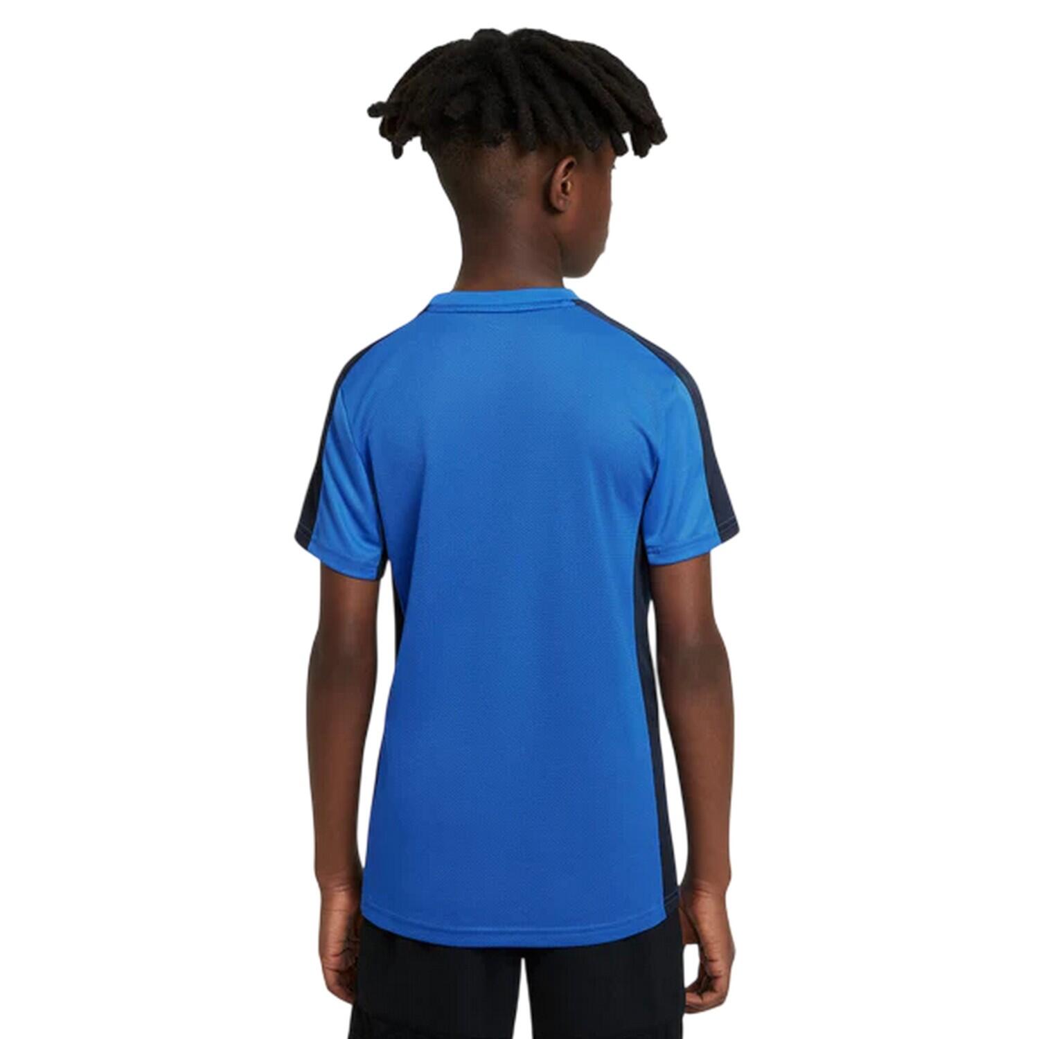 Top Swoosh Bambini Nike Academy Blu Blu Ossidiana Bianco 3/4