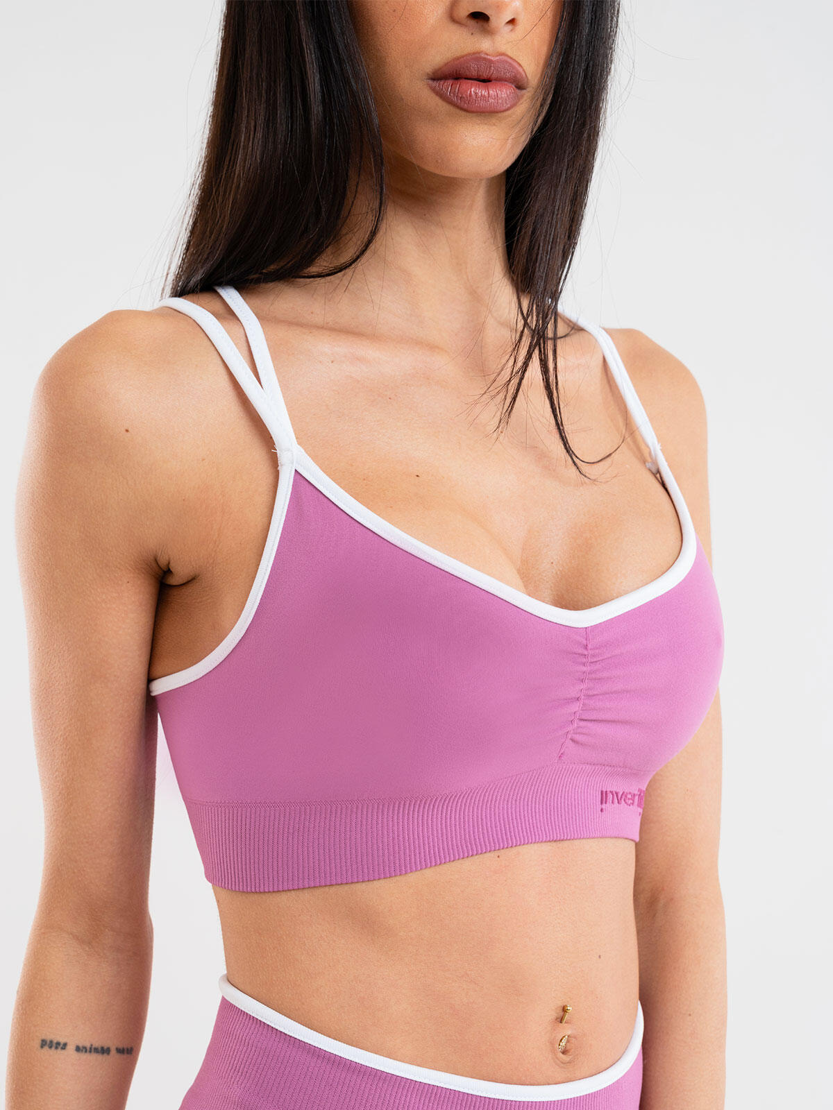 Top sportivo donna fitness e tempo libero Eclettika seamless push-up Malva 3/5
