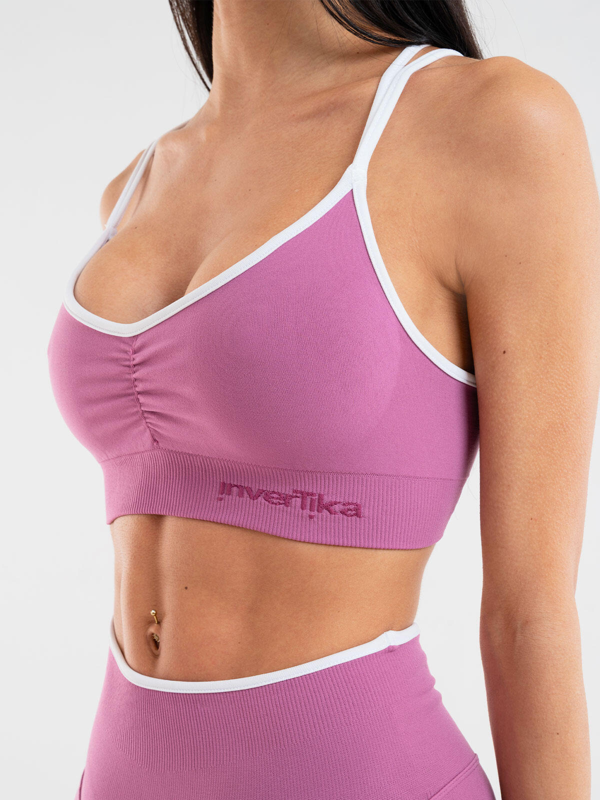 Top sportivo donna fitness e tempo libero Eclettika seamless push-up Malva 2/5